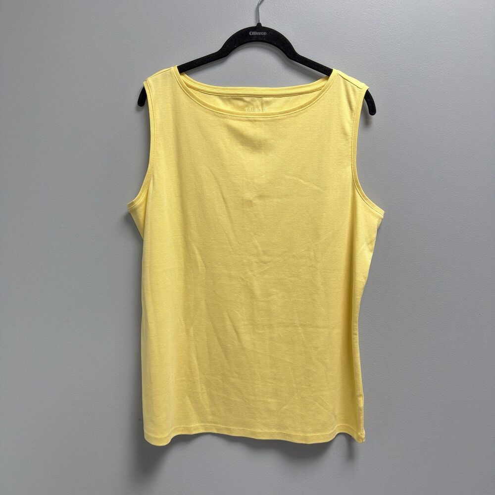 TALBOTS Sz 1X Yellow Sleeveless Tee Tank Summer Top Bateau Neck Casual